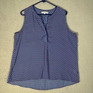 Rose +‎ Olive Top Women’s Size XL Red Blue White Flowers Daisy Tank Top Bohemian